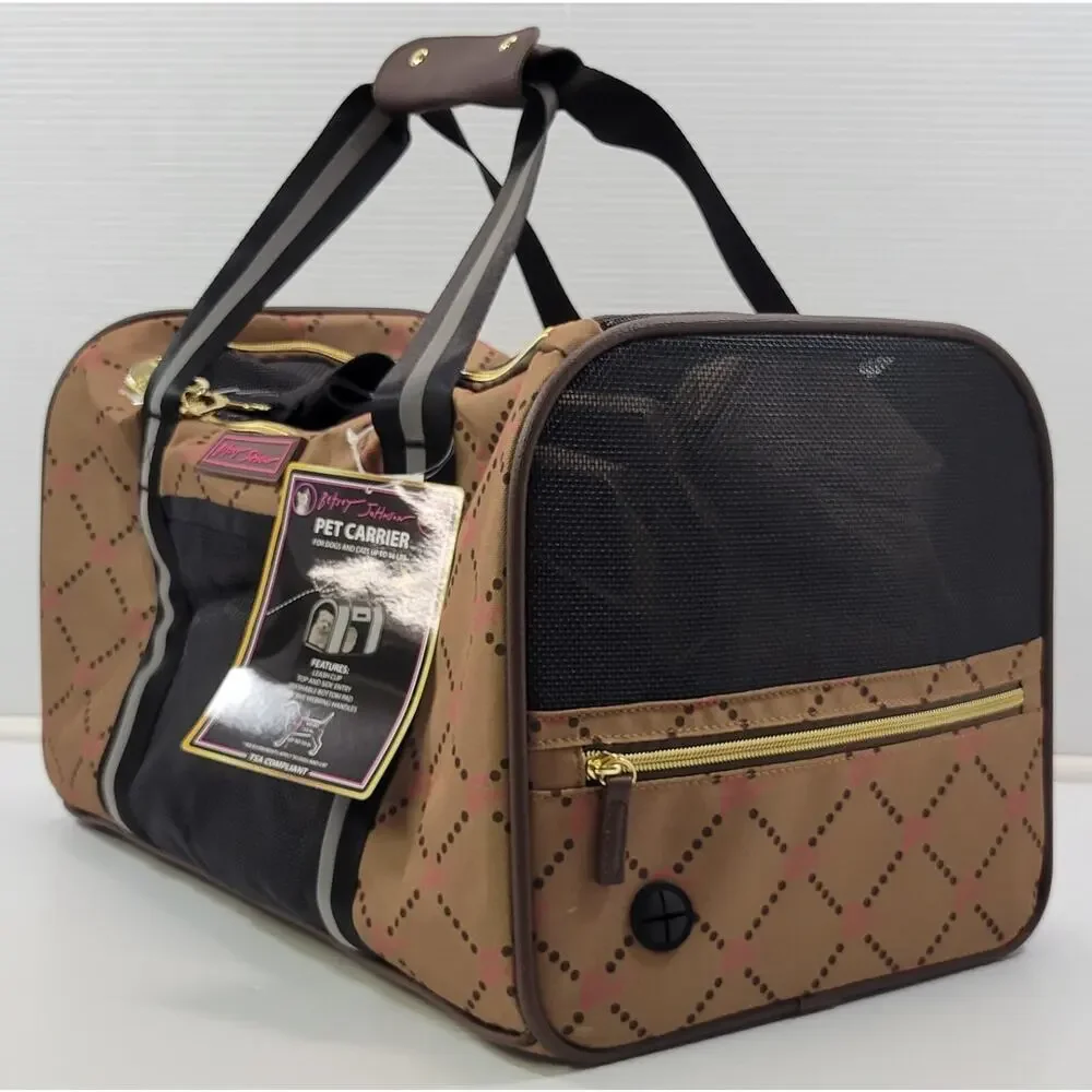 *Z) Betsey Johnson Pet Carrier Bag Chocolate TSA Compliant Up to 16lbs Dog Cat